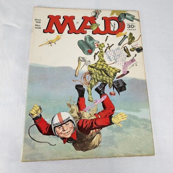 Mad Magazine Issue‎ #106 October 1966 Alfred Skydiver EC Norman Mingo Cover Rare - Picture 1 of 6